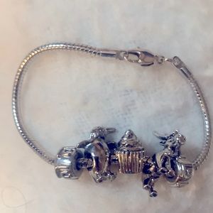 Silver tone 5 Charm Bracelet